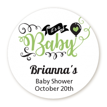  It's A Baby - Round Personalized Baby Shower Sticker Labels 