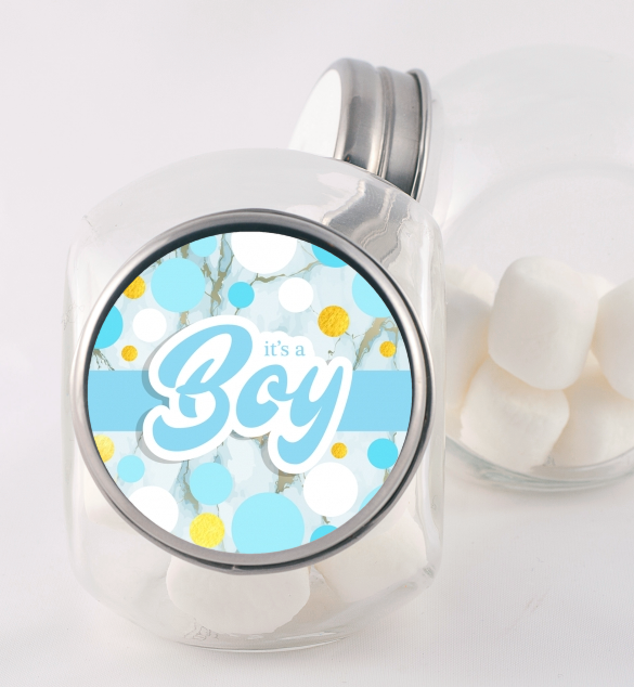  It's A Boy Blue Gold - Personalized Baby Shower Candy Jar It's A Boy