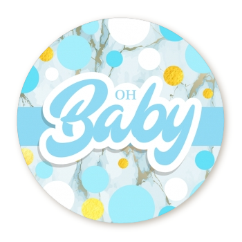  It's A Boy Blue Gold - Round Personalized Baby Shower Sticker Labels It's A Boy