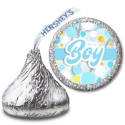  It's A Boy Blue Gold - Hershey Kiss Baby Shower Sticker Labels It's A Boy