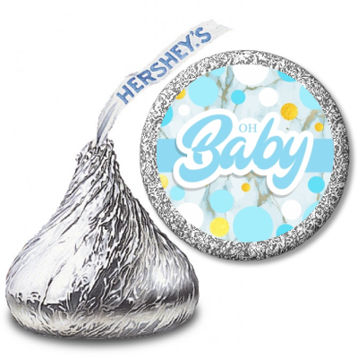  It's A Boy Blue Gold - Hershey Kiss Baby Shower Sticker Labels It's A Boy