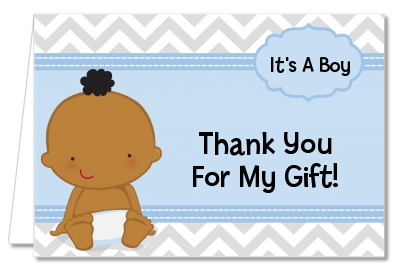 It's A Boy Chevron African American - Baby Shower Thank You Cards