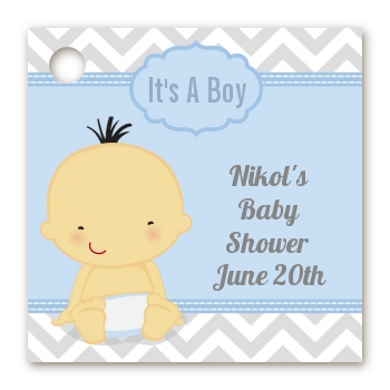 It's A Boy Chevron Asian - Personalized Baby Shower Card Stock Favor Tags