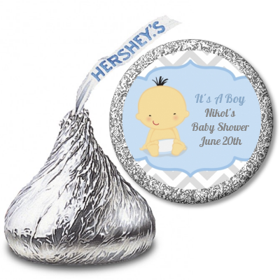 It's A Boy Chevron Asian - Hershey Kiss Baby Shower Sticker Labels