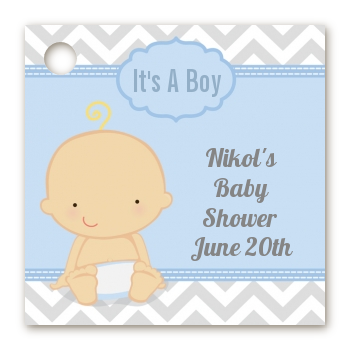 It's A Boy Chevron - Personalized Baby Shower Card Stock Favor Tags