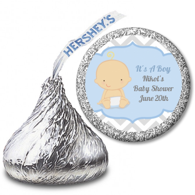 It's A Boy Chevron - Hershey Kiss Baby Shower Sticker Labels