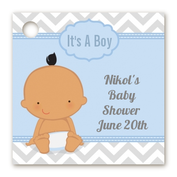 It's A Boy Chevron Hispanic - Personalized Baby Shower Card Stock Favor Tags
