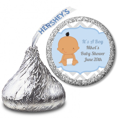 It's A Boy Chevron Hispanic - Hershey Kiss Baby Shower Sticker Labels