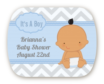 It's A Boy Chevron Hispanic - Personalized Baby Shower Rounded Corner Stickers