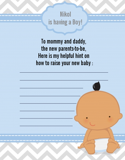 It's A Boy Chevron Hispanic - Baby Shower Notes of Advice