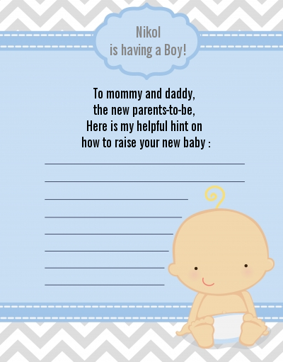 It's A Boy Chevron - Baby Shower Notes of Advice