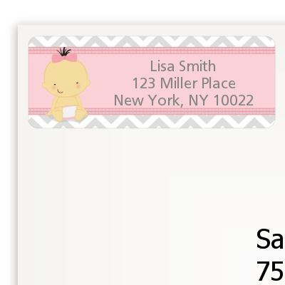 It's A Girl Chevron Asian - Baby Shower Return Address Labels