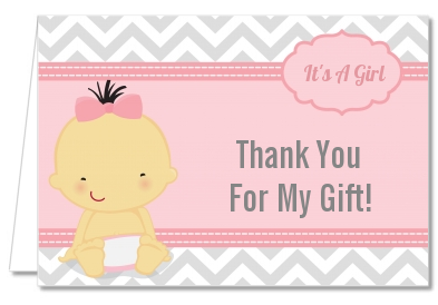 It's A Girl Chevron Asian - Baby Shower Thank You Cards