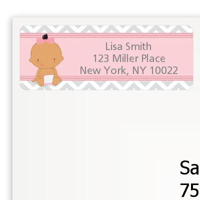 It's A Girl Chevron Hispanic - Baby Shower Return Address Labels