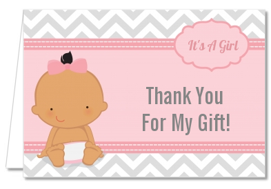 It's A Girl Chevron Hispanic - Baby Shower Thank You Cards