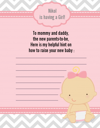 It's A Girl Chevron - Baby Shower Notes of Advice