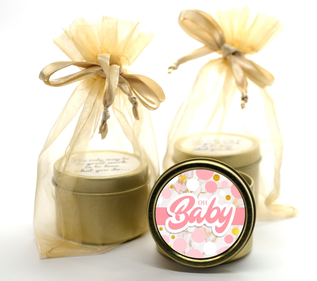  It's A Girl Pink Gold - Baby Shower Gold Tin Candle Favors It's A Girl