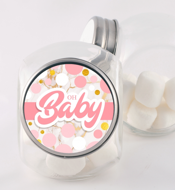  It's A Girl Pink Gold - Personalized Baby Shower Candy Jar It's A Girl