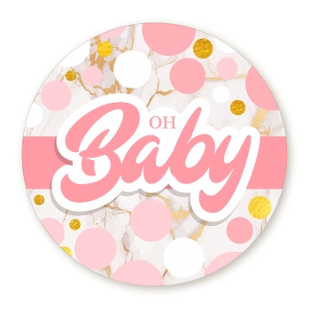  It's A Girl Pink Gold - Round Personalized Baby Shower Sticker Labels It's A Girl