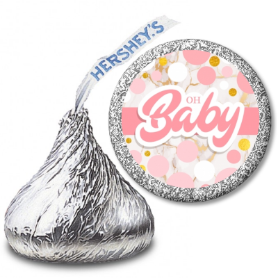  It's A Girl Pink Gold - Hershey Kiss Baby Shower Sticker Labels It's A Girl