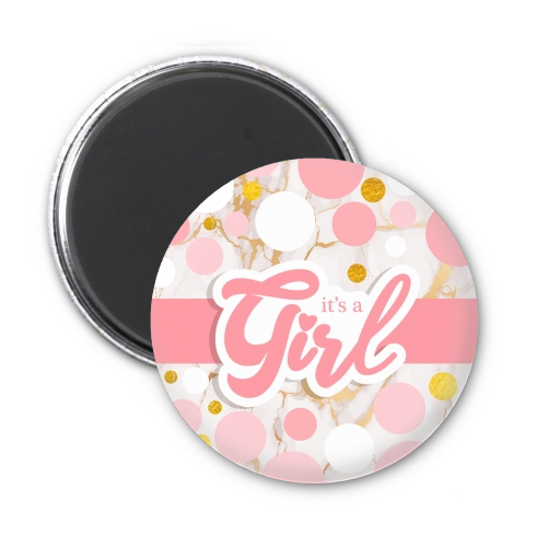  It's A Girl Pink Gold - Personalized Baby Shower Magnet Favors It's A Girl