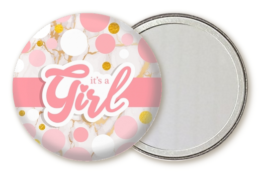  It's A Girl Pink Gold - Personalized Baby Shower Pocket Mirror Favors It's A Girl