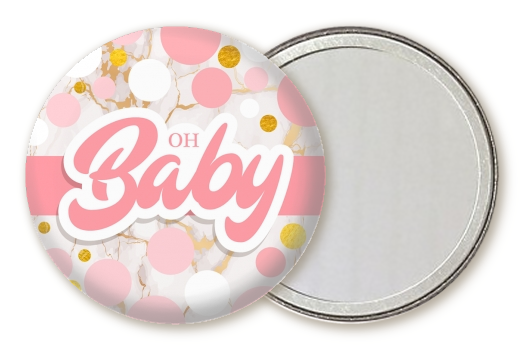  It's A Girl Pink Gold - Personalized Baby Shower Pocket Mirror Favors It's A Girl