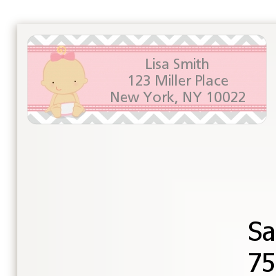 It's A Girl Chevron - Baby Shower Return Address Labels