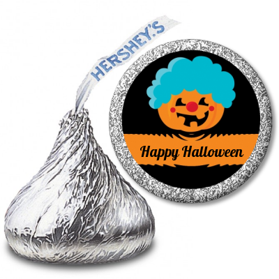 Jack O Lantern Clown - Hershey Kiss Halloween Sticker Labels