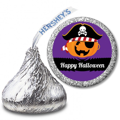 Jack O Lantern Pirate - Hershey Kiss Halloween Sticker Labels