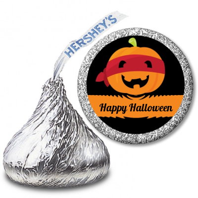 Jack O Lantern Superhero - Hershey Kiss Halloween Sticker Labels