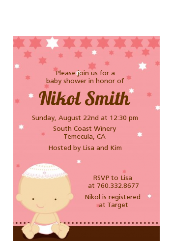 Jewish Baby Girl - Baby Shower Petite Invitations