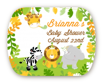 Jungle Party - Personalized Baby Shower Rounded Corner Stickers