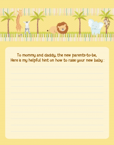 Jungle Safari Party - Baby Shower Notes of Advice