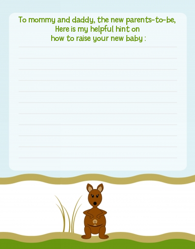 Kangaroo - Baby Shower Notes of Advice