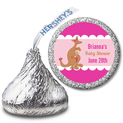 Kangaroo Pink - Hershey Kiss Baby Shower Sticker Labels