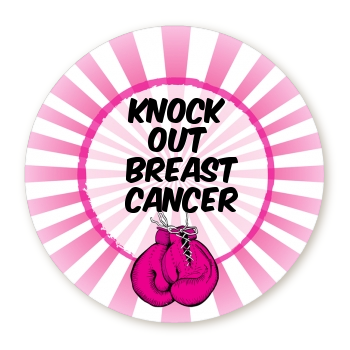 Knock Out Breast Cancer - Round Personalized Birthday Party Sticker Labels 
