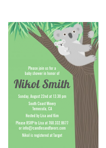 Koala Bear - Baby Shower Petite Invitations