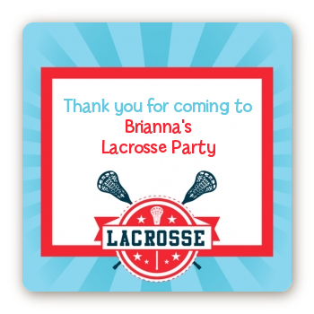 Lacrosse - Square Personalized Birthday Party Sticker Labels