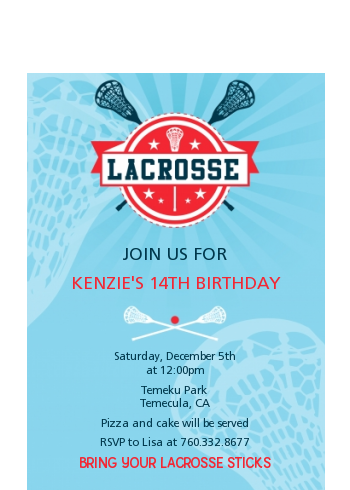 Lacrosse - Birthday Party Petite Invitations