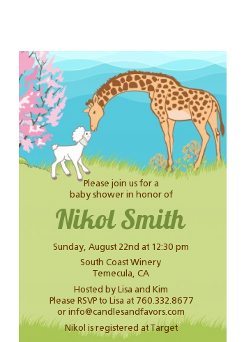 Lamb & Giraffe - Baby Shower Petite Invitations