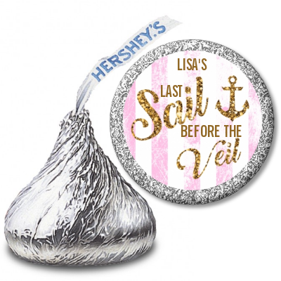 Last Sail Before The Veil Glitter - Hershey Kiss Bridal Shower Sticker Labels