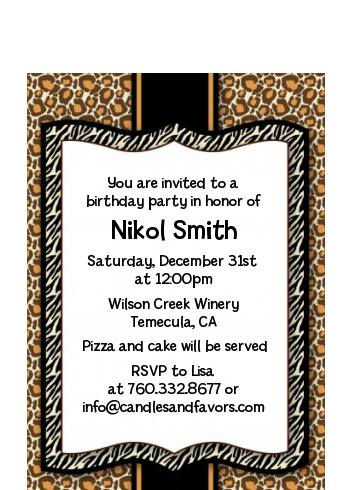 Leopard & Zebra Print - Birthday Party Petite Invitations