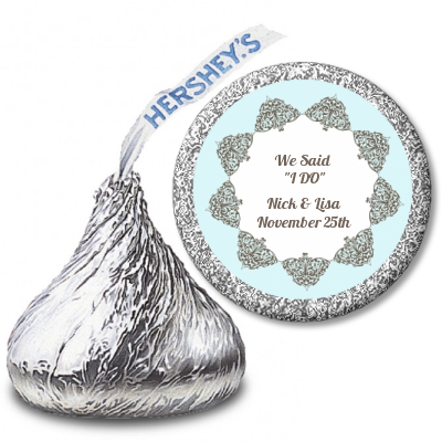 Light Blue & Grey - Hershey Kiss Bridal Shower Sticker Labels