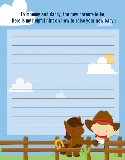 Little Cowboy - Baby Shower Notes of Advice