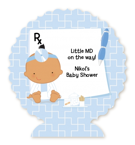  Little Doctor On The Way - Personalized Baby Shower Centerpiece Stand Caucasian