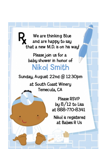  Little Doctor On The Way - Baby Shower Petite Invitations Caucasian