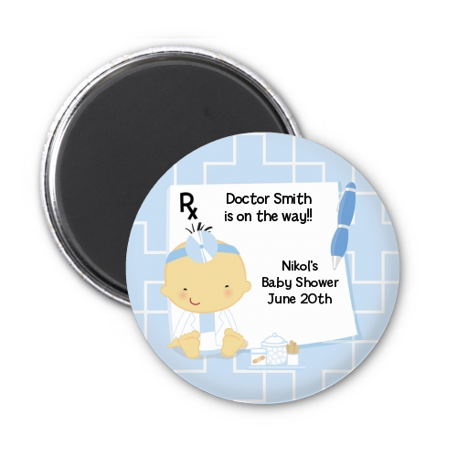  Little Doctor On The Way - Personalized Baby Shower Magnet Favors Caucasian