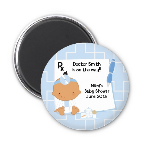  Little Doctor On The Way - Personalized Baby Shower Magnet Favors Caucasian