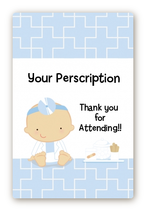  Little Doctor On The Way - Custom Large Rectangle Baby Shower Sticker/Labels Caucasian